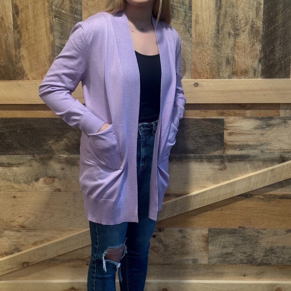 Lavender Cardigan with Pockets